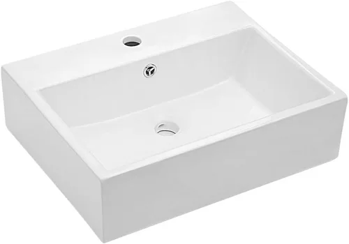 Miniatura 23 de Lordear Lavabo Rectangular de Baño Tipo Vasija 24X14 Pulgadas Lavabos de Baño Blancos de 24 Pulgadas con Borde Negro Lavabo de Cerámica Sobre