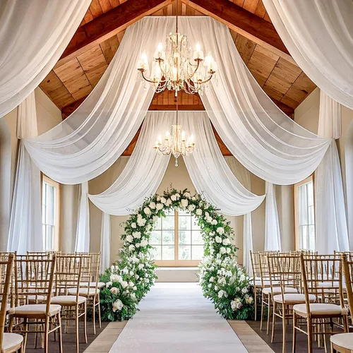 Miniatura 20 de Cortinas de techo verdes para cortinas de boda para techo, tela drapeada, 2 paneles de 5 x 20 pies, cortinas de tela para cortinas de arco de boda