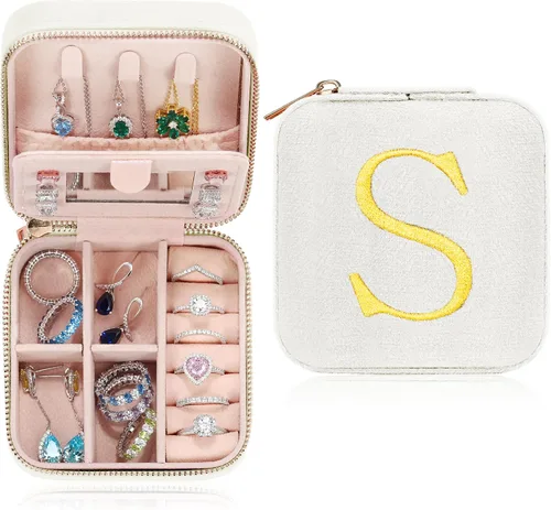 Parima Regalos de cumpleaños para mujeres, adolescentes y niñas Joyero pequeño de terciopelo de felpa personalizado organizador de joyas para