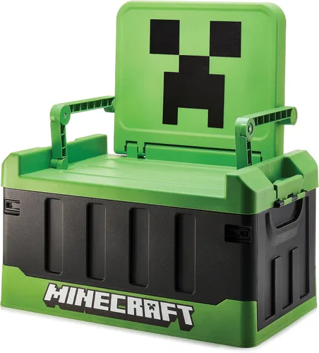 Miniatura 7 de Numskull Caja de almacenamiento de juguetes 2 en 1 inspirada en PS5 y silla plegable, organizador de accesorios para juegos con tapa y asas