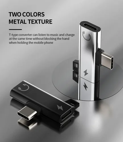 Miniatura 3 de Adaptador auxiliar USB C 2 en 1, carga rápida de 60 W, calidad de sonido de alta fidelidad, compatible con tabletas y portátiles, paquete de 2