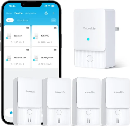 GoveeLife Premium Detector inteligente de fugas de agua 2 con rango ultralargo de 1968 pies, sensor de agua WiFi con SMS/Email/APP Push y alarma