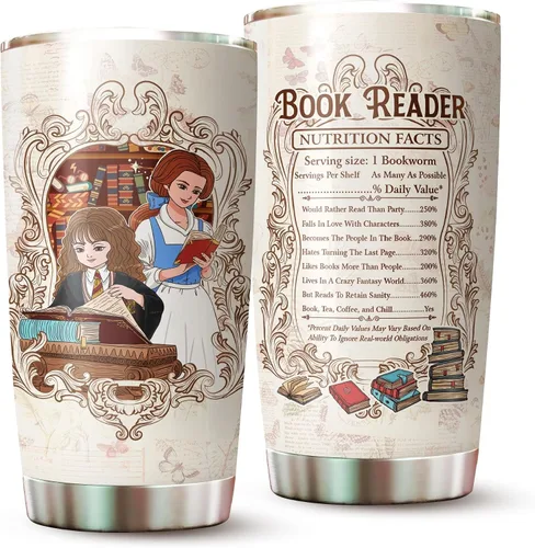 Book Lover - Vaso aislado de acero inoxidable, 20 onzas, para bebidas calientes y frías, regalo para lectores de libros, nerd, ratones de biblioteca
