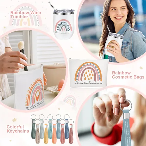Miniatura 5 de Bokon Juego de 30 regalos de agradecimiento a los empleados de 12 onzas con texto en inglés "May You Be Proud" Sign Stainless Steel Tumbler Rainbow