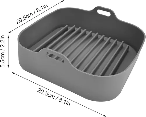 Miniatura 4 de Zerodis Olla de silicona para freidora de aire, cesta cuadrada de silicona para freidora de aire, accesorios de repuesto para revestimientos