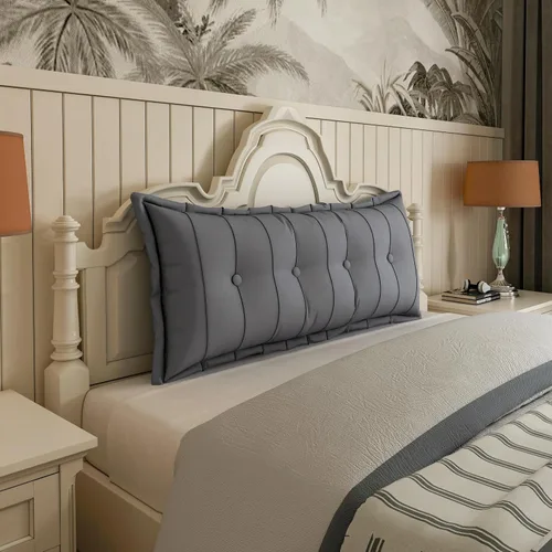 Miniatura 19 de Johnear Almohada Grande para Cabecero de Algodón y Lino, Cojín para Cama Diurna, Respaldo, Almohada Cilíndrica de Soporte y Posicionamiento