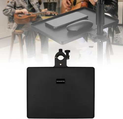 Miniatura 8 de RTNLIT Bandeja de Soporte para Micrófono, Portabandeja de Rack Firme con Abrazadera con Capacidad de Peso de 4.5 Libras, Estante Ajustable