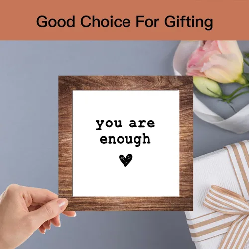 Miniatura 6 de Letrero de madera con soporte, You are enough, placa de madera inspiradora para el cuidado de la salud mental, decoración del hogar -A19 suficiente