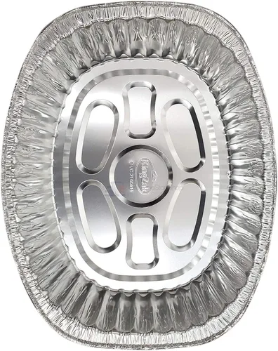 Miniatura 3 de Sartén ovalada desechable para asar pavos, extra grandes, papel de aluminio resistente, forma ovalada profunda para pollo, carne, pechuga, asado