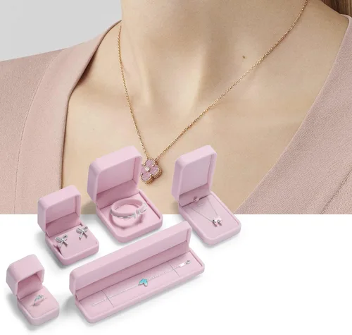Miniatura 7 de Oirlv Caja de regalo de pendiente de terciopelo premium Caja de almacenamiento de joyería rosa vitrina
