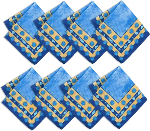 Miniatura 10 de Home Bargains Plus Mantel rectangular de tela mediterránea con sol azul de 60 x 120 pulgadas, diseño de borde de medallón costero, resistente a