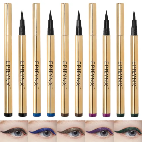Miniatura 18 de EPILYNX Delineador líquido – Delineador de ojos hipoalergénico con punta fina de pincel, delineador de ojos impermeable de larga duración, libre