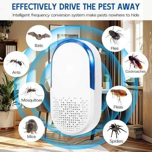 Miniatura 4 de Repelente ultrasónico de control de plagas para interiores, ratón, roedor, rata, mosquito, araña, cucaracha, repelente de insectos para interiores