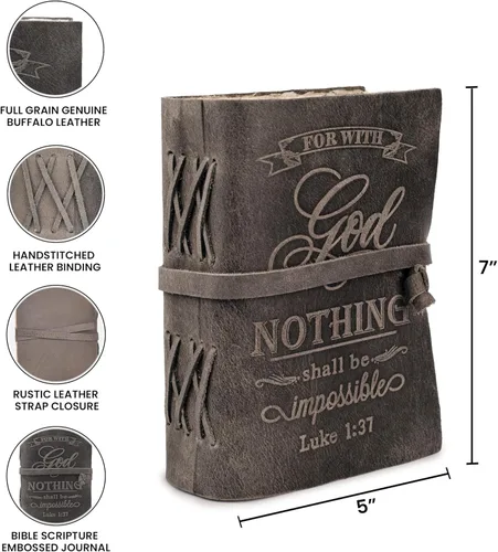 Miniatura 4 de LEATHER VILLAGE Diario bíblico vintage encuadernado en cuero, hecho a mano, diario antiguo de oración cristiana en relieve para mujeres y hombres