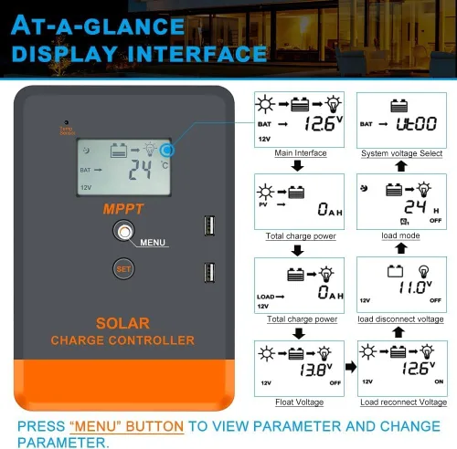 Miniatura 3 de PowMr Controlador de carga solar automático de 12 V 24 V y 20 amperios, regulador de carga MPPT regulador inteligente con pantalla LCD para carga