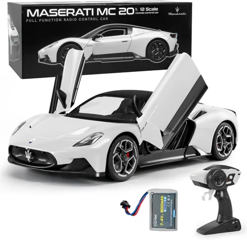 Miniatura 8 de MIEBELY Maserati - Auto de control remoto, puerta que se abre a escala 1:12, auto de juguete Rc 7.4 V 900 mAh, con licencia de 7.5 mi/h, autos