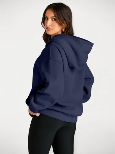 Miniatura 22 de Trendy Queen - Sudaderas extragrandes con capucha para mujer, suéteres de manga larga, sin botones, de vellón, de otoño, ropa de invierno