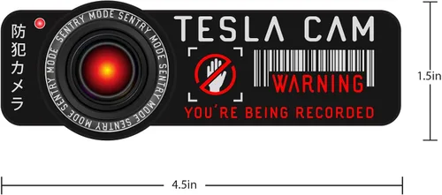 Miniatura 5 de Pegatina de advertencia de seguridad para Tesla Cam. Modelo 3, Y, X, S Sentry Mode Calcomanía gráfica para coche. Etiqueta engomada del coche
