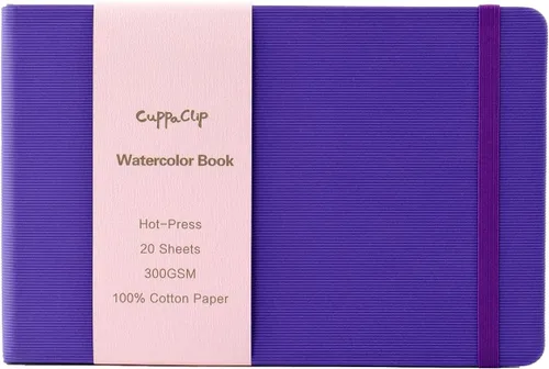 Miniatura 19 de CuppaClip Papel de acuarela de algodón prensado en caliente con bolsillo interior, cuaderno de bocetos de acuarela, diario como cuaderno de viaje