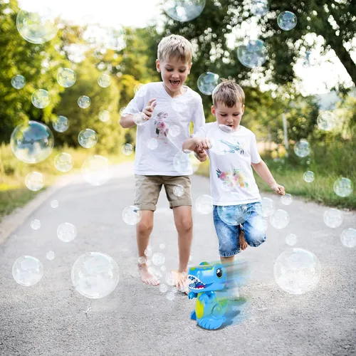 Miniatura 4 de Bump N Go Dino - Soplador de burbujas en movimiento para niños, luces y sonidos, burbujas de dinosaurio, giros y movimientos, juguete exterior