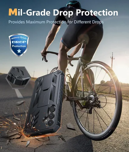 Miniatura 5 de FNTCASE para Samsung Galaxy S23-FE Funda: Funda protectora dura de grado militar con atril Protector de pantalla Funda protectora a prueba