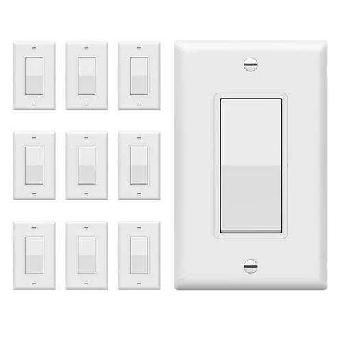 Miniatura 33 de ENERLITES Decorator Paddle Rocker Interruptor de luz, acabado brillante, un solo polo, 3 cables, tornillo de tierra, grado residencial, 15 A, 120