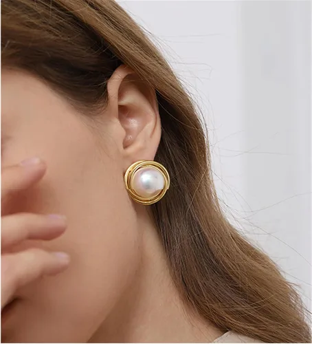 Miniatura 16 de Yoursfs Aretes de clip de perlas blancas grandes para mujer, chapados en oro de 18 quilates, hipoalergénicos, sin perforaciones, joyería brillante