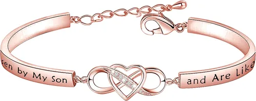 FEELMEM Pulsera de regalo para nuera con texto en inglés "You Were Hand Chosen by My Son And Are Like A Daughter to Me", pulsera de corazón de amor