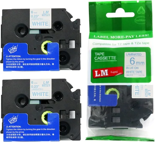 Miniatura 15 de Paquete de 1 unidad LM Tapes LMe511 Premium de 1/4 de pulgada con impresión negra en etiqueta azul compatible con Brother TZe-511 P-Touch, incluye