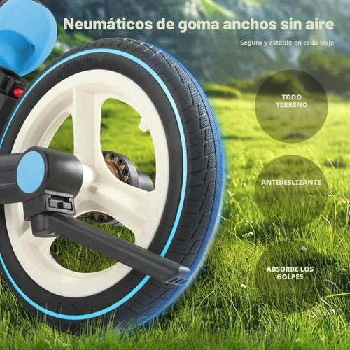 Miniatura 5 de JMMD Bicicleta 6 en 1 para niños de 18 a 60 meses, bicicleta de equilibrio plegable de 12 pulgadas con ruedas de entrenamiento, pedales, frenos, Azul