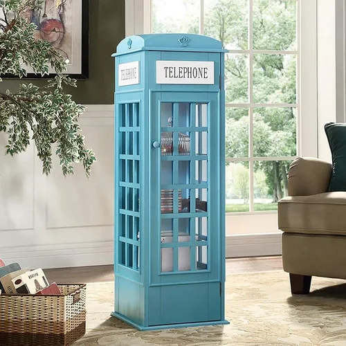 Miniatura 2 de Estantería de madera de 5 niveles con forma de cabina telefónica, bonita estantería de pie para niños y adultos, estante de almacenamiento de madera