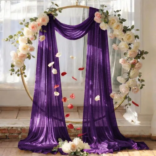 Miniatura 6 de MDS Paquete de 1 panel de cortina de arco de boda (30 pulgadas de ancho x 30 pies de largo) tela de gasa transparente para boda, ceremonia, Cadbury