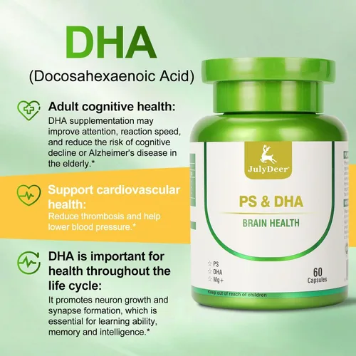 Miniatura 4 de 2 botellas de magnesio-100 mg, DHA-100 mg, fosfatidilserina-40 mg, suplementos de complejo de magnesio para la salud cerebral de los niños mayores