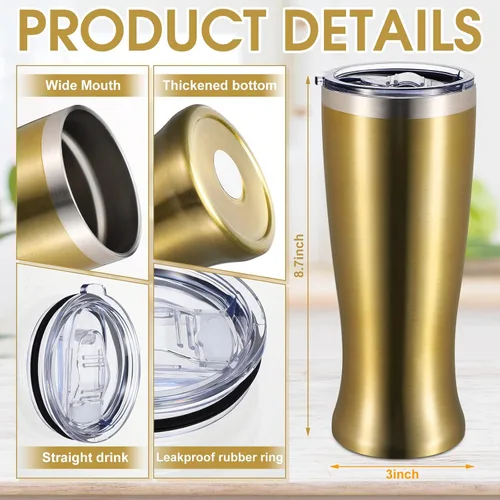 Miniatura 2 de Geetery 4 vasos de cerveza de acero inoxidable para hombres de 20 onzas, taza de cerveza de doble pared, taza aislada al vacío, regalos para café