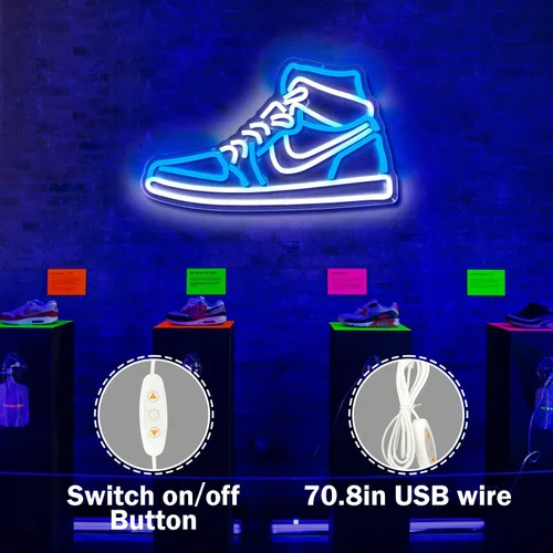 Miniatura 4 de Letrero de neón para zapatos deportivos, letreros de neón para pared, regulables, luces LED de neón para dormitorio, hombre, cueva, hogar, fiesta