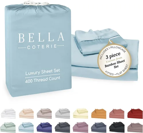 Miniatura 85 de Bella Coterie - Juego de sábanas de lujo de viscosa de bambú para cama tamaño split king 2 sábanas ajustadas para camas Sleep Number y camas 06