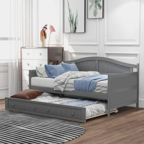 Miniatura 11 de Harper & Bright Designs Sofá cama individual con cama nido, marco de sofá cama individual de madera para dormitorio, habitación de invitados, sala