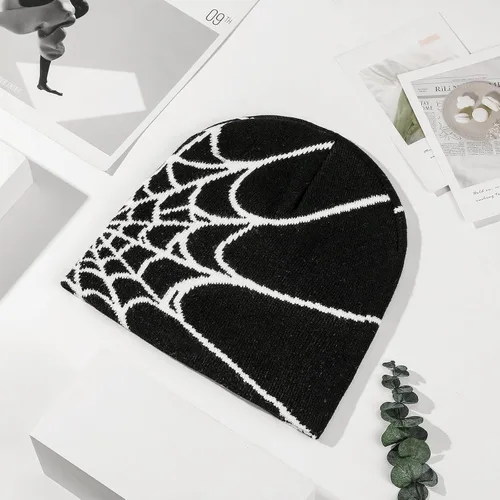 Miniatura 2 de PUCAPOCO Gorros de araña Y2k para mujeres y hombres, gorro tejido de telaraña