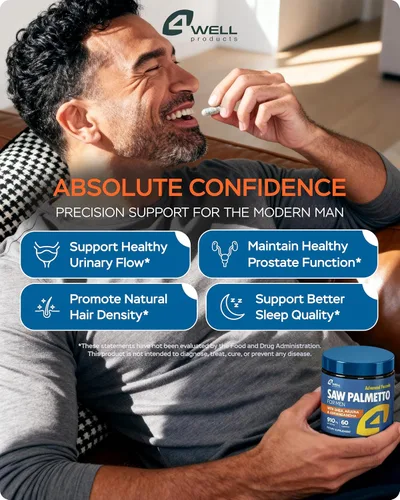 Miniatura 2 de 4Well Products Saw Palmetto para hombres y suplementos para la salud de la próstata con extracto de Arjuna, fórmula avanzada Saw Palmetto y extracto