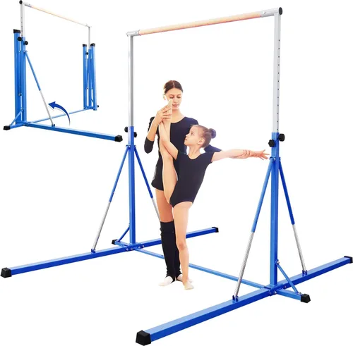 Miniatura 13 de Gymnastics Bar, 5'10” Base length 45" to 71" Adjustable Horizontal Bar for Serious Training, 500 LBS Capacity, Professional Home Gym Equipment with