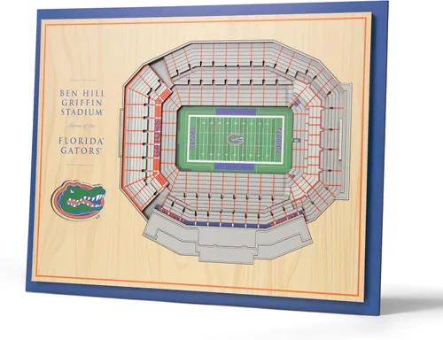 YouTheFan NCAA Florida Gators Arte de Pared 3D StadiumView de 5 Capas - Estadio Ben Hill Griffin, 13.00" x 17.00"