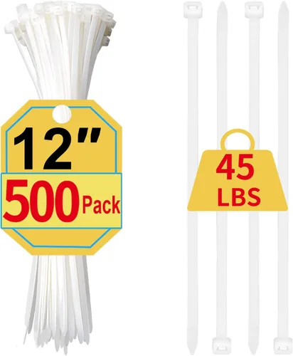 Miniatura 13 de Bridas de plástico, bridas blancas de varios tamaños 4+6+8+12 pulgadas, paquete de 400, bridas para cables blancas, bridas transparentes, bridas