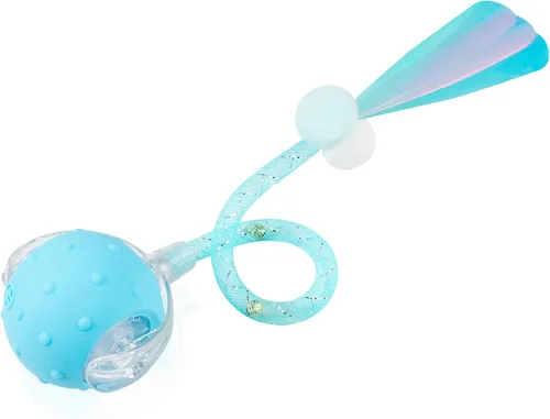 Pelota interactiva de juguetes para gatos de interior, juguete de bola móvil automática de nueva generación 2025 con cola de malla elástica,