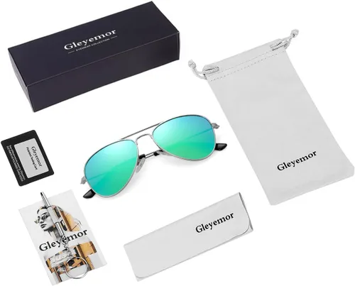 Miniatura 47 de Gleyemor Lentes de sol polarizados estilo aviador para niños y niñas, jóvenes, adolescentes, dos tamaños de 1.969 in y 2.047 in