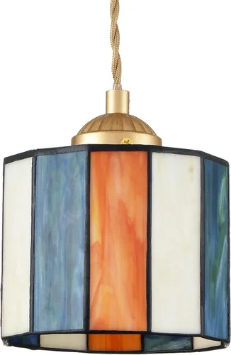 Miniatura 5 de Tiffany - Lámpara colgante de 5.5 pulgadas, cilindro de vitral, iluminación colgante de estilo vintage Tiffany, lámpara de techo colgante