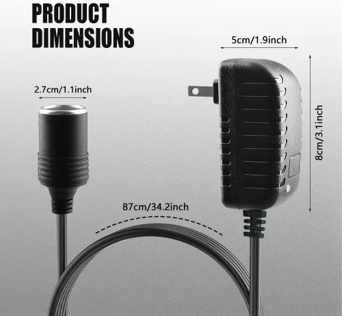 Miniatura 2 de Convertidor de CA a CC, adaptador de encendedor de cigarrillos, 100-240V a 12V 2A 24W enchufe de encendedor de cigarrillos de automóvil, adaptador