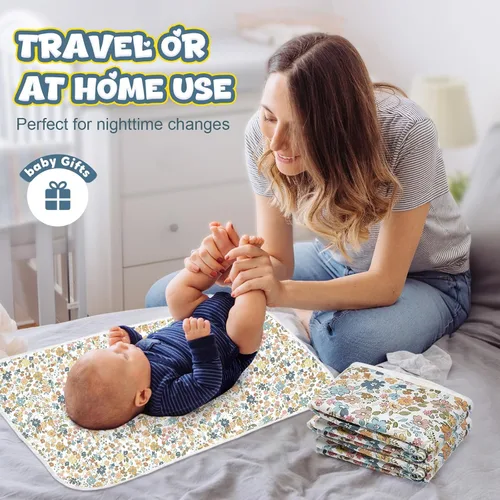Miniatura 6 de Cambiador de Pañales para Bebé – 31.5" x 21.5" Extra Grande Impermeable Absorbente Alfombrilla Cambiadora Portátil, Forro de Cambiador Reutilizable