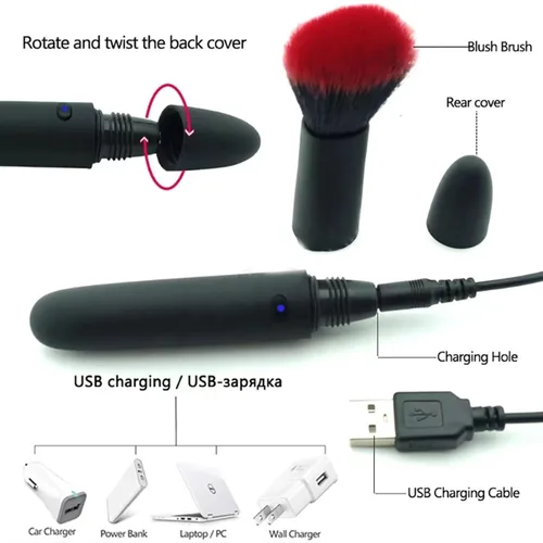 Miniatura 2 de 10 brochas de maquillaje motorizadas recargables por USB – Multifuncional cepillo de polvo suelto para corrector o rubor