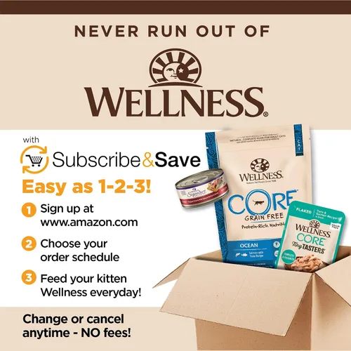 Miniatura 10 de Wellness CORE Tiny Tasters - Alimento húmedo para gatos adultos, natural, rico en proteínas, sin granos, receta de atún y salmón, 1.75 onzas