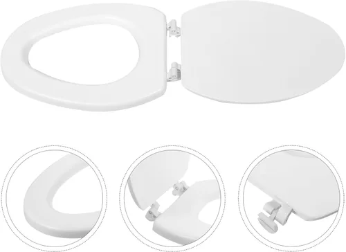 Miniatura 4 de DOITOOL Asiento de inodoro redondo para asiento de inodoro, bisagras de liberación rápida, cierre lento, funda de repuesto resistente Eva Accesorios